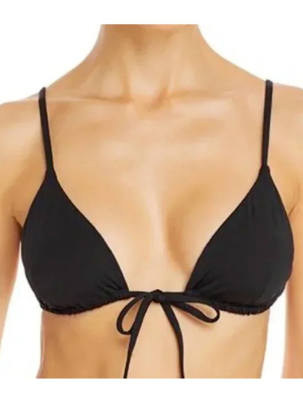 Zero + Maria Cornejo Black String Bikini Top Front Tie Size M
